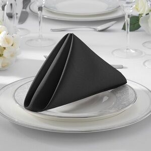 Set of 12 Black 20” Dinner Napkins Machine Washable NEW